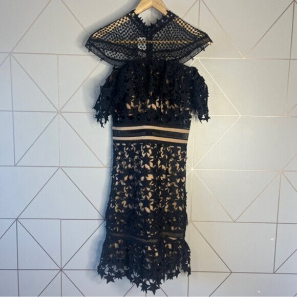 Self-Portrait Yolk Frill Star Guipure Lace Mini Dress - Picture 2 of 12